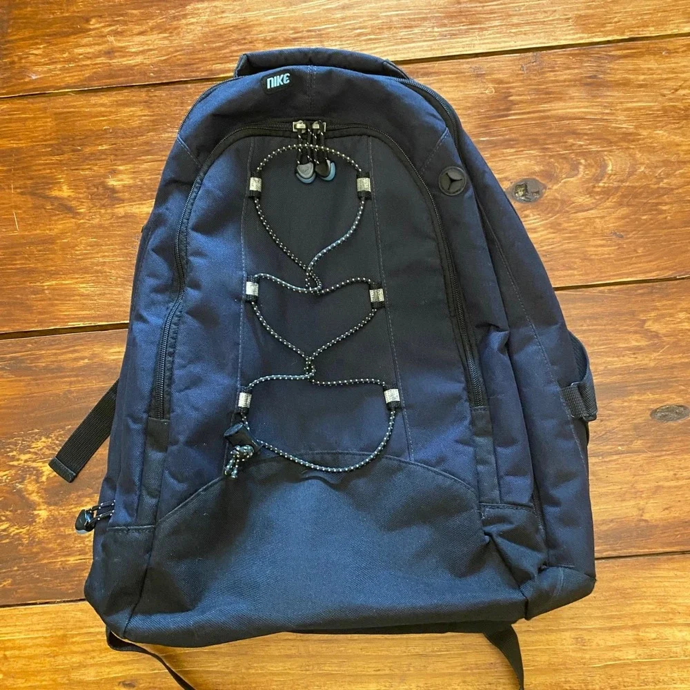 Nike Backpack Unisex Large Navy Blue Lime Green Gorpcore Y2K School Bag 2003